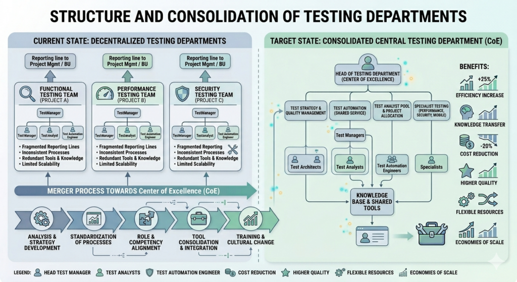 Structure and Consolidation of Testing Departments — From Decentralised to Centre of Excellence